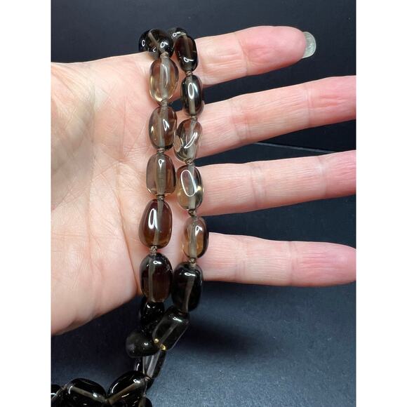 NEW smoky quartz 24 inch necklace with sterling silver clasp - Picture 5 of 12